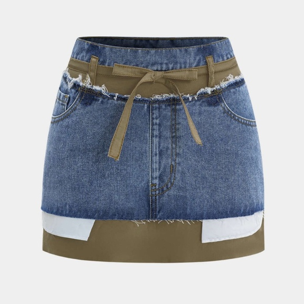 Micas Denim Patchwork Mini Skirt XS 011-18